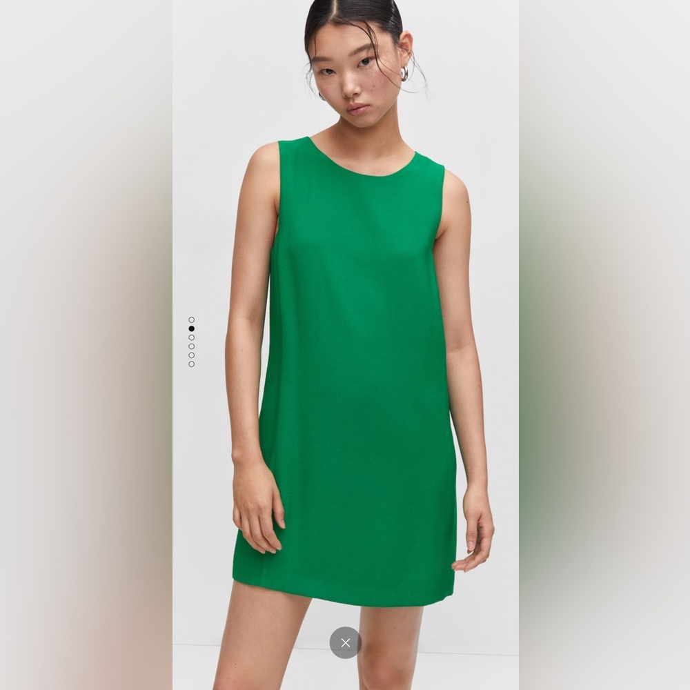 Mango linen short sleeve dress